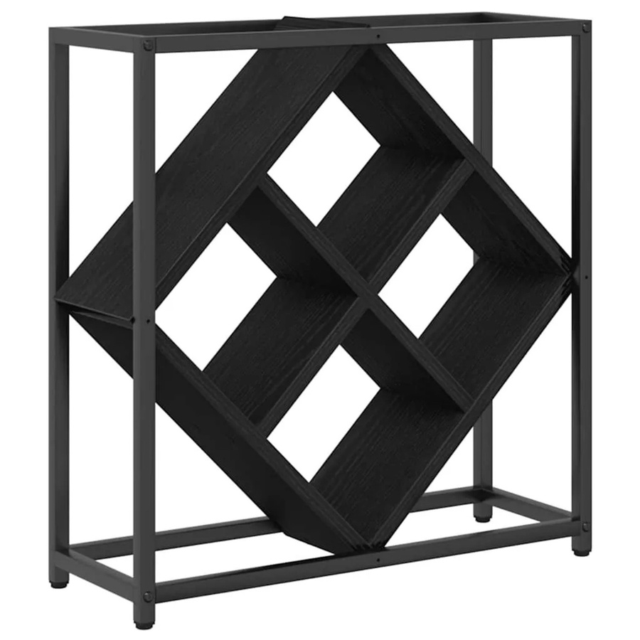 vidaXL Weinregal in Schwarz und Eichen-Optik, modernes Standregal aus Holzwerkstoff, B/T/H: 51 x 18 x 52,5 cm - Bild 2