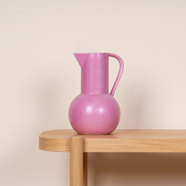 BLUME2000 Steingut Vase Milchkanne im Scandi-Design, Farbe: Pink - Bild 1