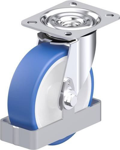 Blickle L-POTHs 125G-FS Stahlblech-Lenkrolle in Blau mit 125 mm Rad-Durchmesser und 250 kg Tragfähigkeit - Bild 1