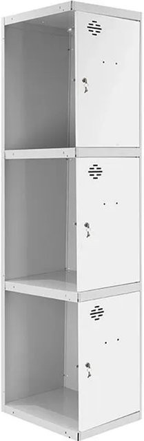 PROREGAL Spind AMEGO Anbaumodul mit 3 Abteilen, Schließfach Garderobe, Grau-Weiß, H x B x T: 180 x 40 x 50 cm - Bild 1