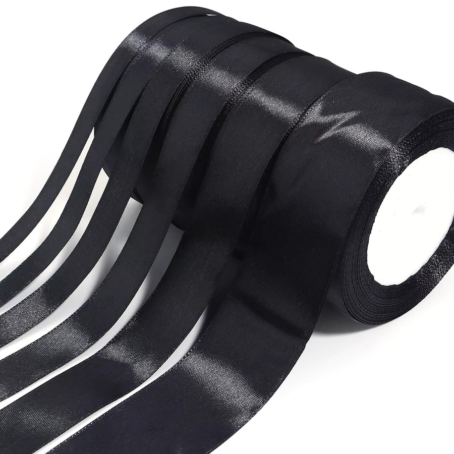 Schwarzes Satin Band für DIY Dekoration, Hochzeit und Geschenke, 25 Yards Länge - Bild 3