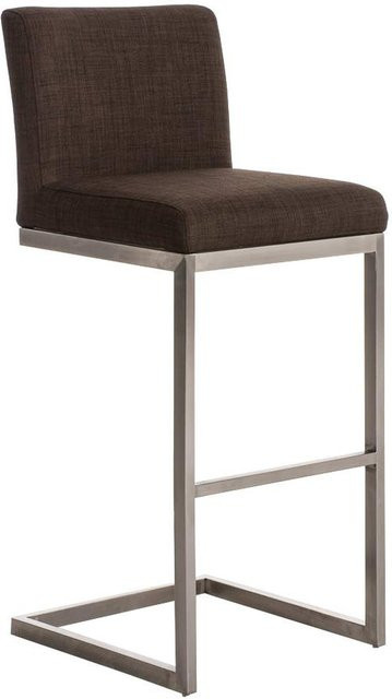 TPFLiving Barhocker Paragon mit Edelstahlgestell und Stoffbezug in Braun, B/T/H: 42 x 48 x 77 cm, Höhe: 104 cm - Bild 1