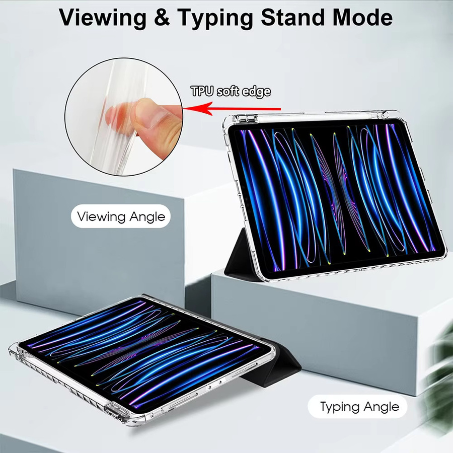 Transparente Acryl-HD-Hülle mit Stifthalter für iPad Pro M5 11 und 13 Zoll sowie iPad Air 11 und 13 Zoll, Farbe: Transparent/Grün - Bild 2
