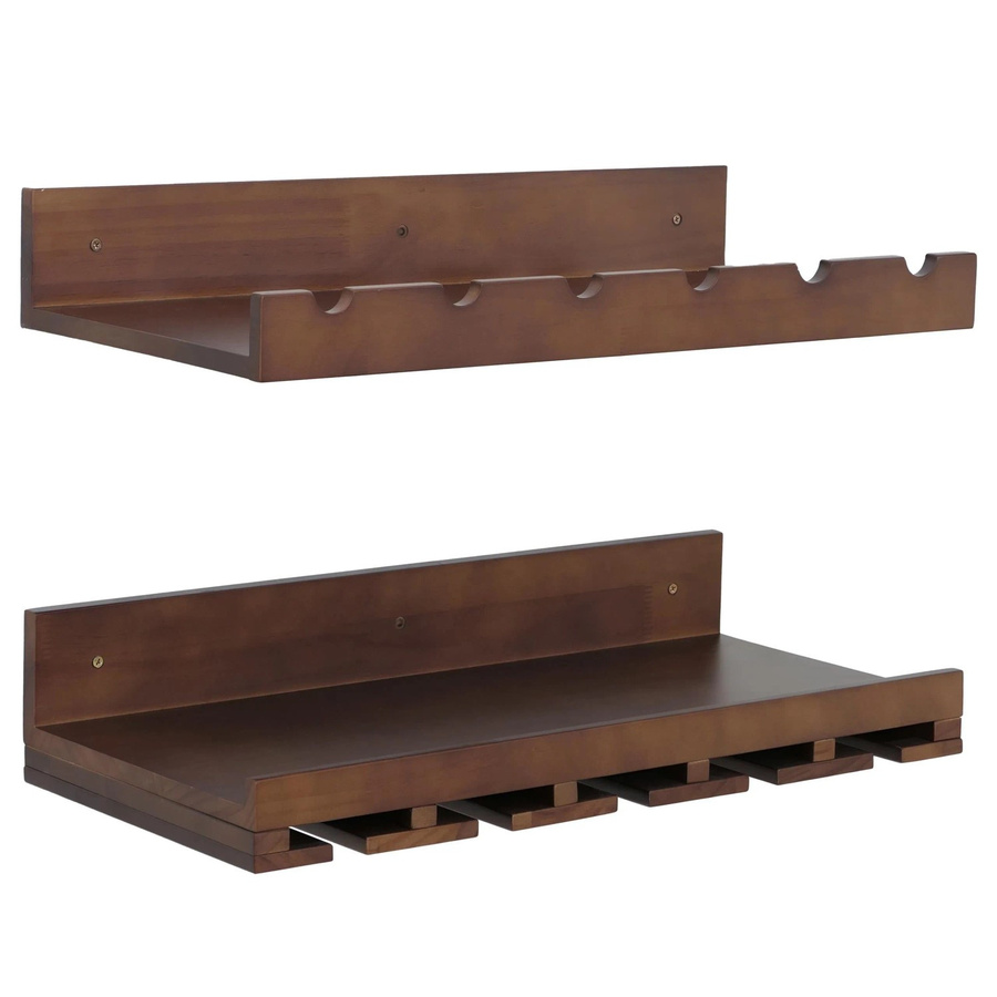 2er-Set MCW Weinregal P22 Wandbar aus Kiefernholz in Braun für 6 Flaschen und 15 Gläser B: 61 cm, T: 28 cm - Bild 3