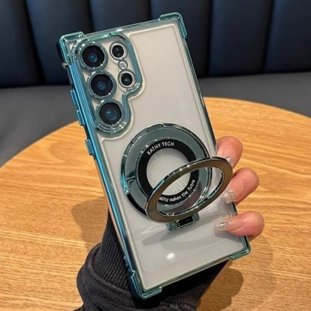 Luxus Handyhülle für Samsung Galaxy S25 S24 S23 Ultra S22 Plus A16 A53 mit verchromtem Rahmen in Transparent Grau - Bild 1