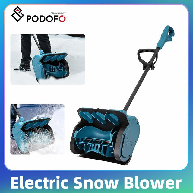 Podofo Elektrische Schneeschaufel 600W Kabellose Tragbare Schneefräse mit Akku und Verstellbarem Griff für Terrasse, Gehweg und Einfahrt - Bild 1