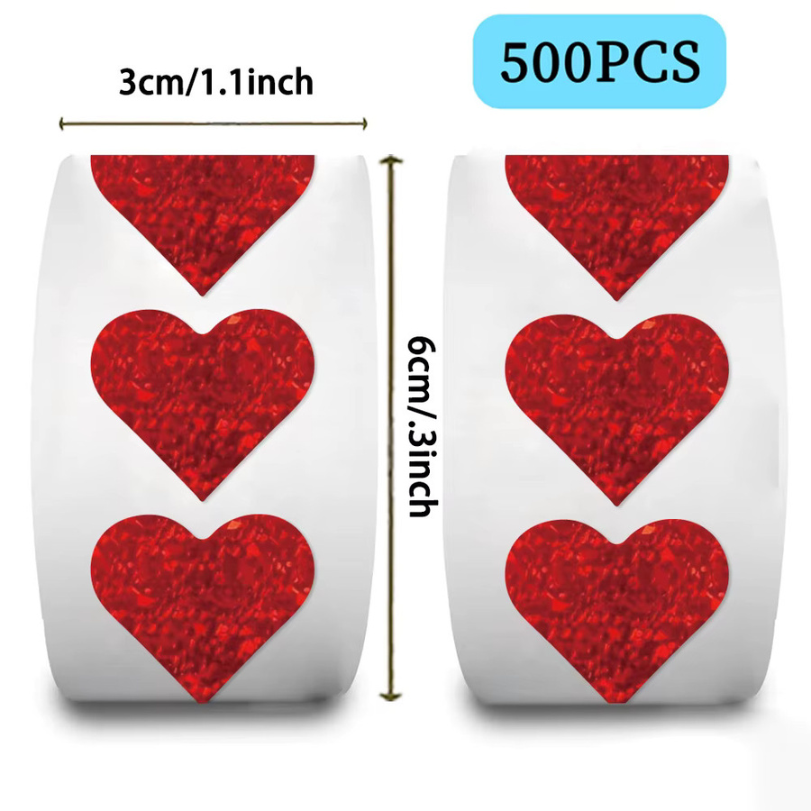 500 Stück rote Herz-Aufkleber aus Papier als dekorative Etiketten für Geschenke und Belohnungen - Bild 5