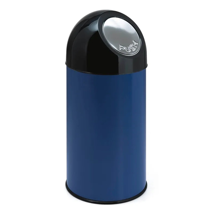 PROREGAL Klassischer Abfallbehälter mit Pushdeckel aus Metall, Blau, H x B x T: 67 x 31 x 31 cm - Bild 2