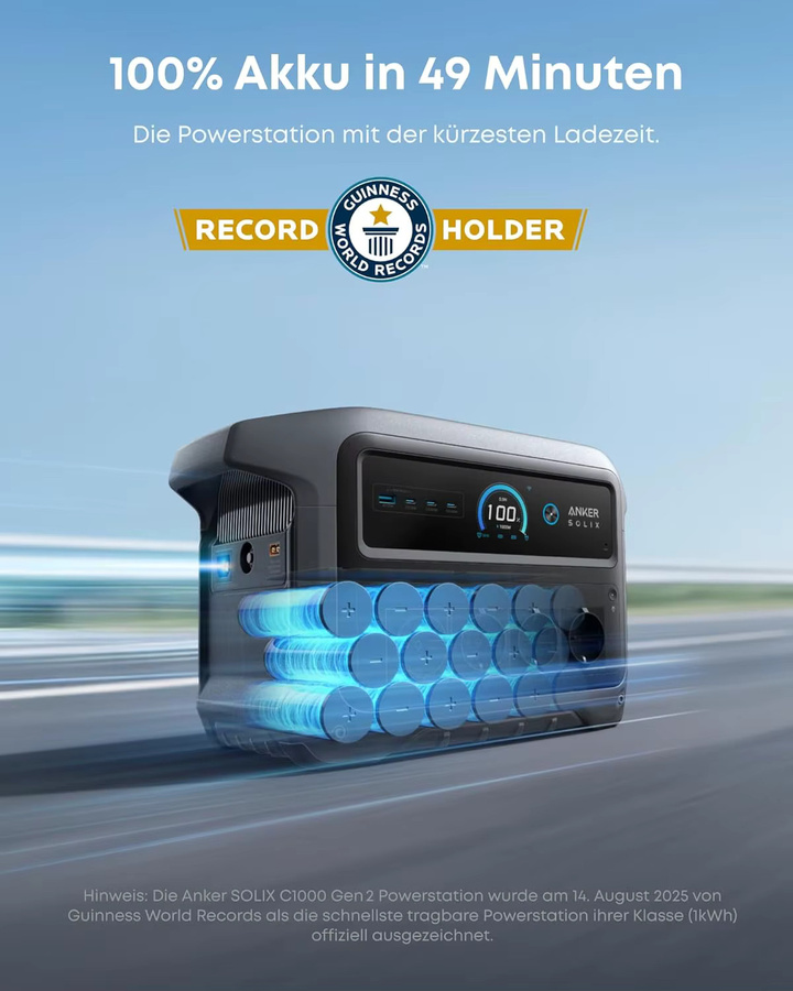 Anker SOLIX C1000 Gen 2 Tragbare Powerstation in Grau mit 1024Wh LiFePO4-Akku und 2000W Solargenerator - Bild 4