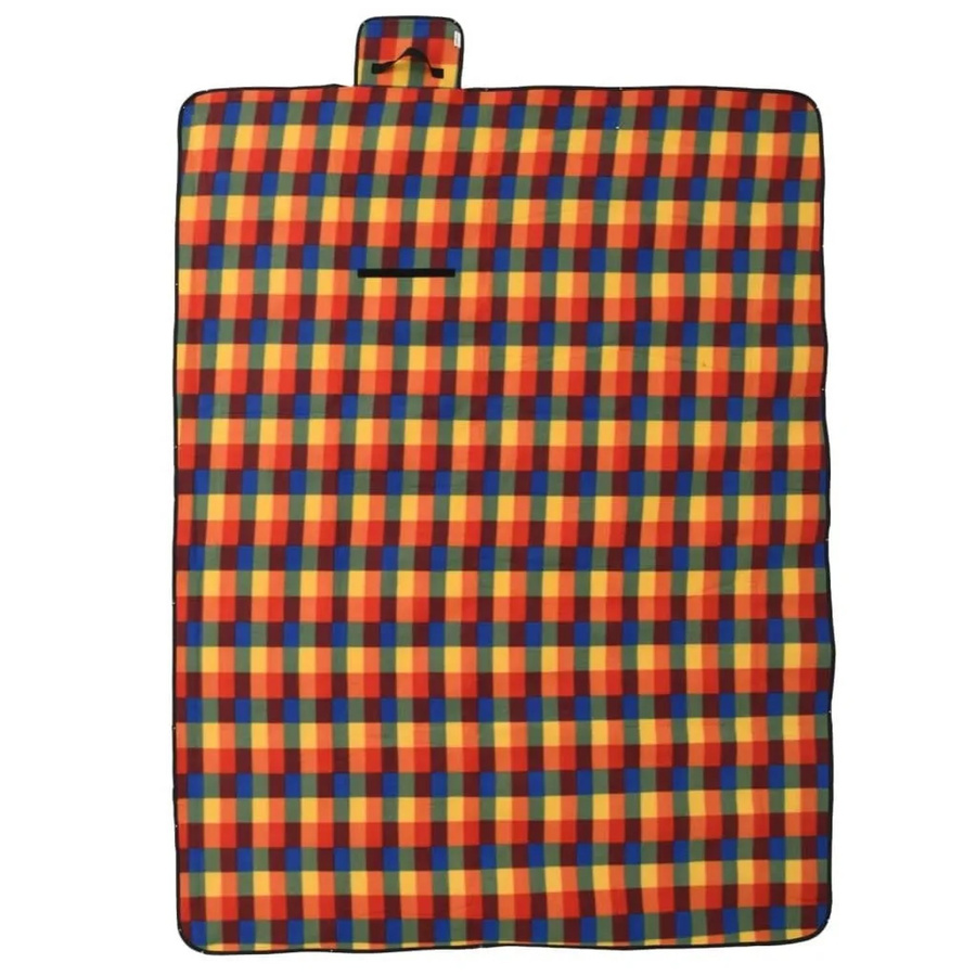 vidaXL Picknickdecke faltbar, mehrfarbig kariert, Samt und Aluminium, B/T: 200 x 150 cm - Bild 2