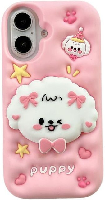 Silikon Handyhülle mit Cartoon Welpe und Handgelenkschlaufe für Samsung Galaxy A51 A31 A30S A50S A50 A24 A15 A14 A13 A12 M12 A04S in Pink - Bild 1
