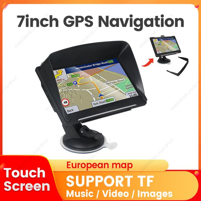 MEKEDE 7-Zoll GPS-Navigationssystem für dein Auto mit Touchscreen und FM-Musik in Schwarz - Bild 1