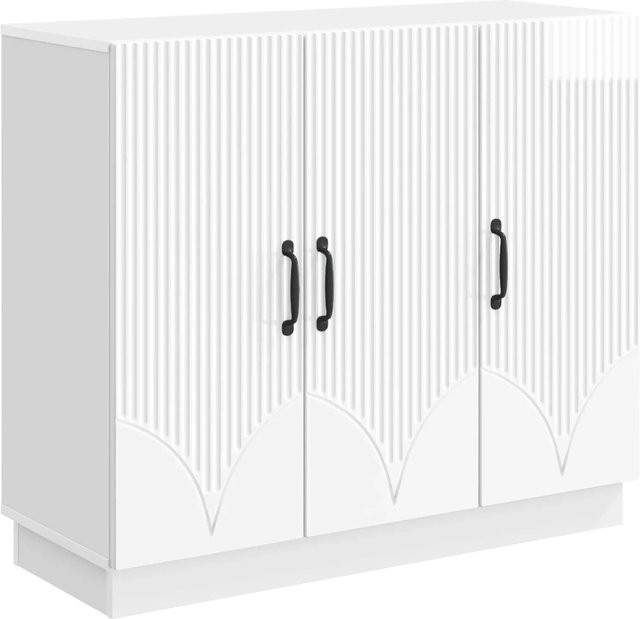 vidaXL Sideboard modern in Hochglanz Weiß, B/T/H: 89 x 34,5 x 77 cm - Bild 1