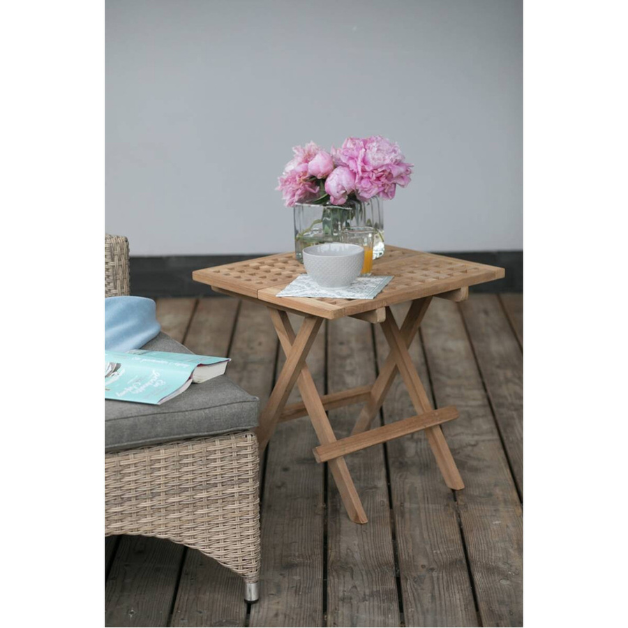 deVries Beistelltisch Woodie aus Teakholz in Natur/Braun B/T/H: 50 x 50 x 50 cm - Bild 4