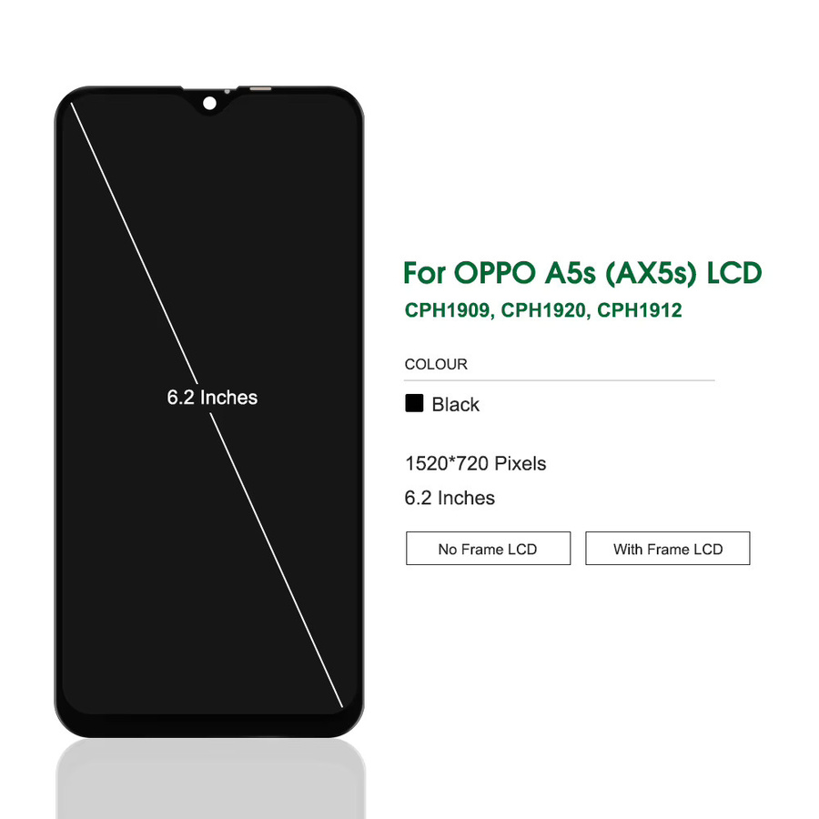 Oppo A5S LCD-Display mit Rahmen und Touchscreen Digitalisierer in Schwarz, 6.2 Zoll für CPH1909 und CPH1920 - Bild 2