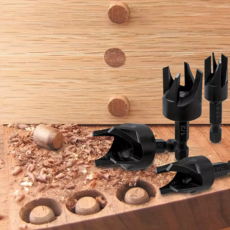 8er Set Holzbohrer für Zapfen und Dübel aus Carbonstahl in Schwarz - Bild 4