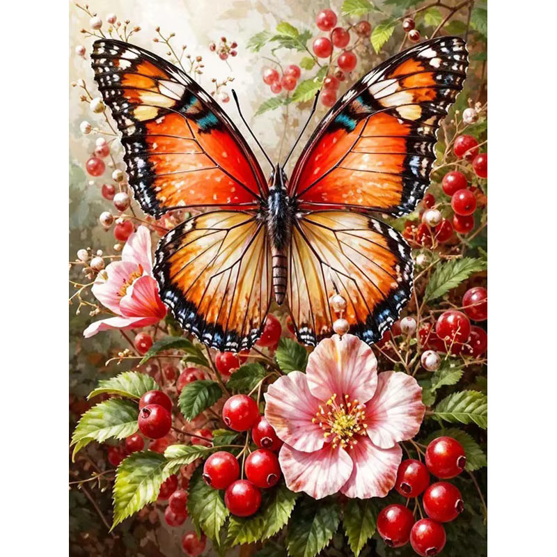 HUACAN 5D DIY Diamant-Mosaik Set Schmetterling und Rosenblüten in Multicolour mit runden Diamanten zur Wanddekoration B: 40,0 cm, H: 30,0 cm - Bild 4