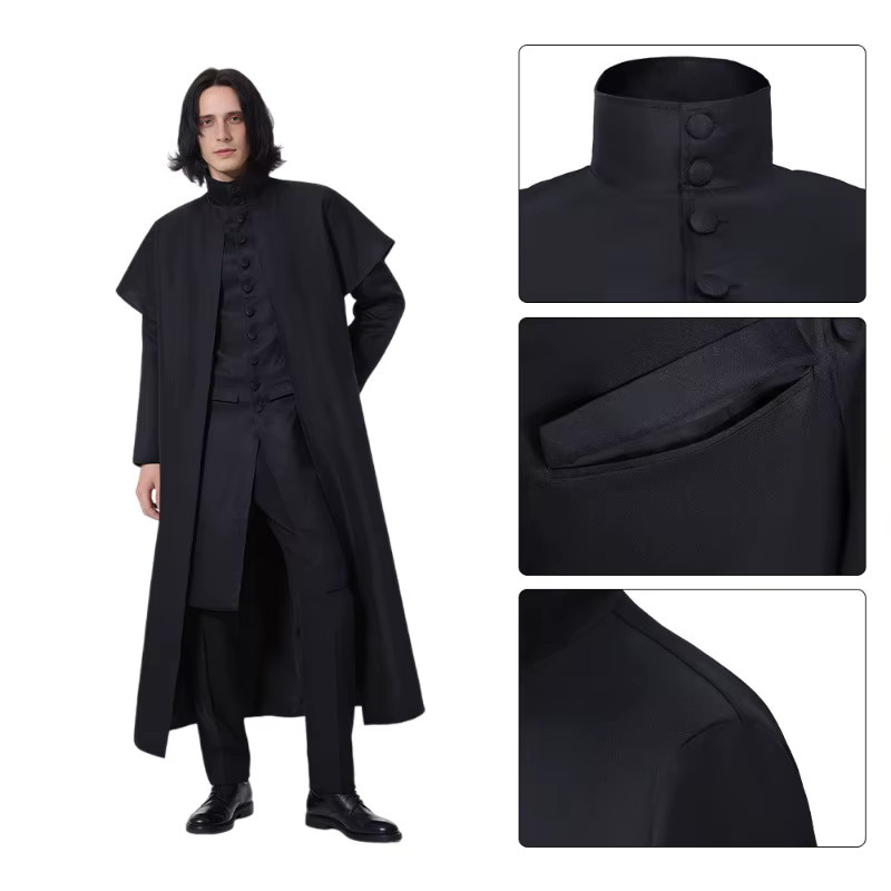 Beast Kingdom Harry Potter Professor Severus Snape Cosplay, Schwarzer Umhang Robe, Schwarz - Bild 2