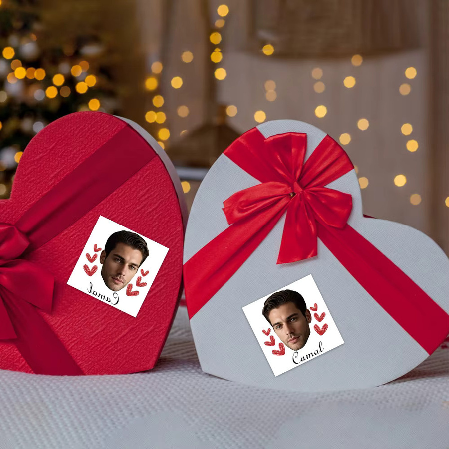 WEIGAO Foto und Namen Aufkleber mit rotem Herz-Design für Valentinstags-Geschenke, 22 Stück - Bild 3