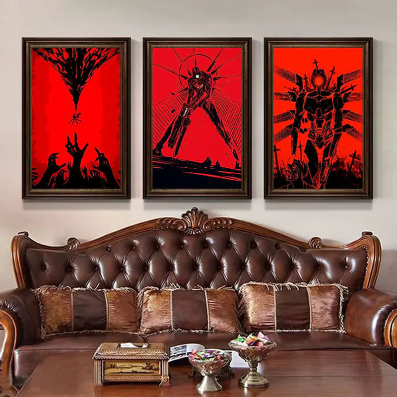 ULTRAKILL DIY Sticky Poster Vintage Kunstwerk in Weiß und Rot als abstrakte Wandmontage auf Papier - Bild 2