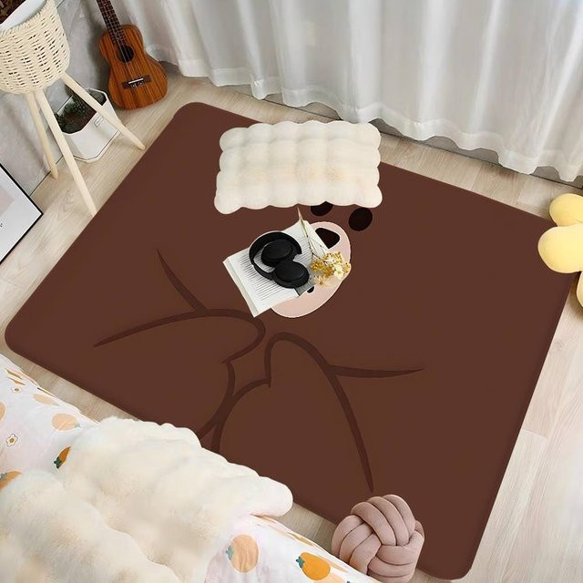 L-Lines Friends B-Brown Bear Bodenmatte, rechteckig, rutschfest, braun, B/T: 60 x 40 cm - Bild 1