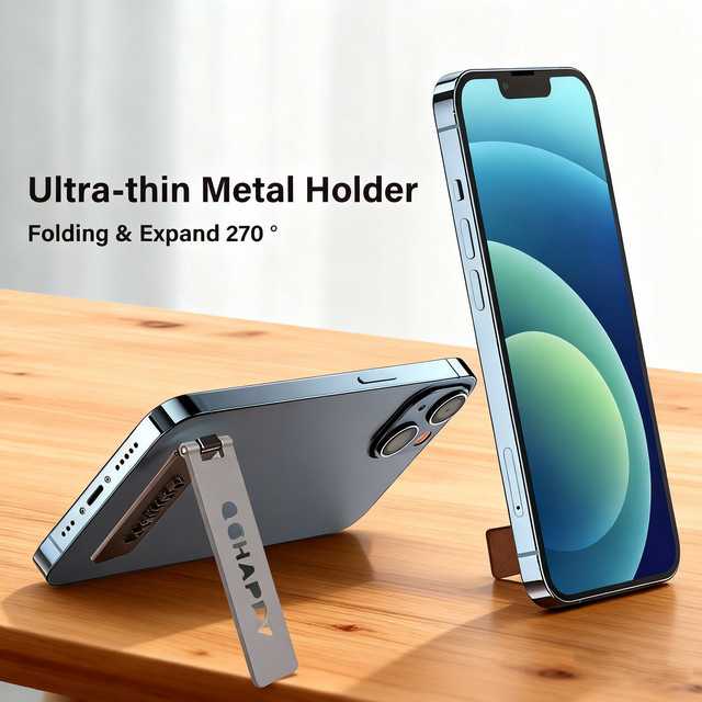 WSSHE Universeller faltbarer Handyhalter aus Metall, ultradünner Desktop-Ständer mit Aufkleber für Xiaomi, iPhone und Samsung - Bild 1