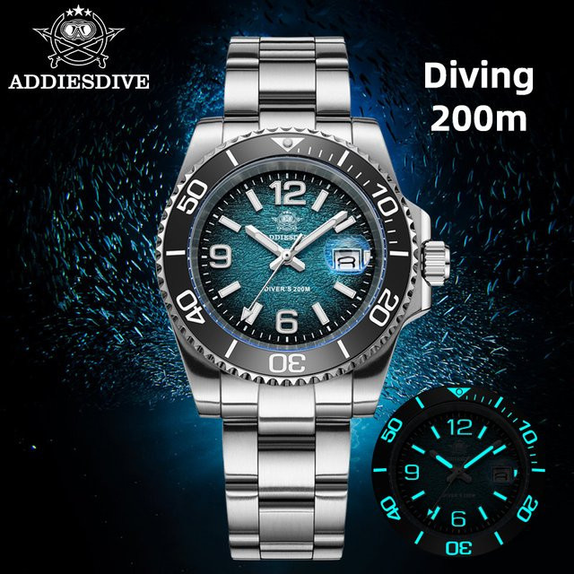 ADDIESDIVE Taucheruhr, Quarz, Edelstahl, Keramik-Lünette, 41 mm, Herren - Bild 1