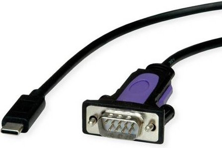 Roline USB-C auf seriell Konverter-Kabel mit FTDI Chipset in Schwarz, Länge: 1,8 m - Bild 1
