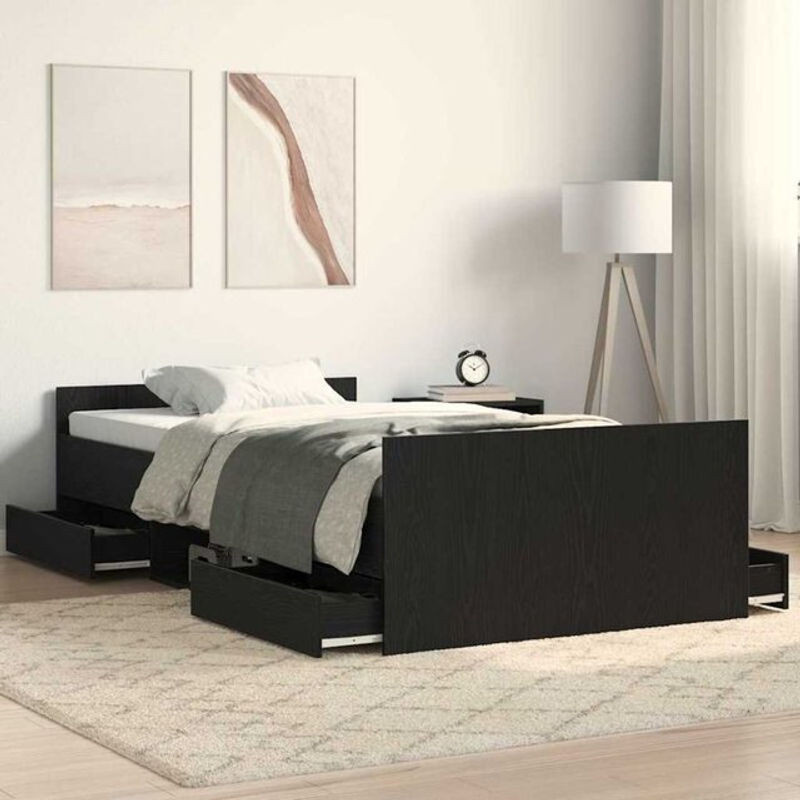Modernes Funktionsbett vidaXL aus Holzwerkstoff in Schwarz, B/T/H: 100 x 200 cm - Bild 1