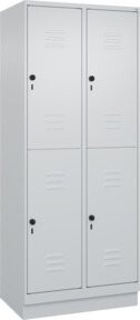C+P Doppelstock-Spind Classic PLUS mit Sockel, 2 Abteile, Stahl, Lichtgrau, H x B x T: 195 x 80 x 50 cm - Bild 1