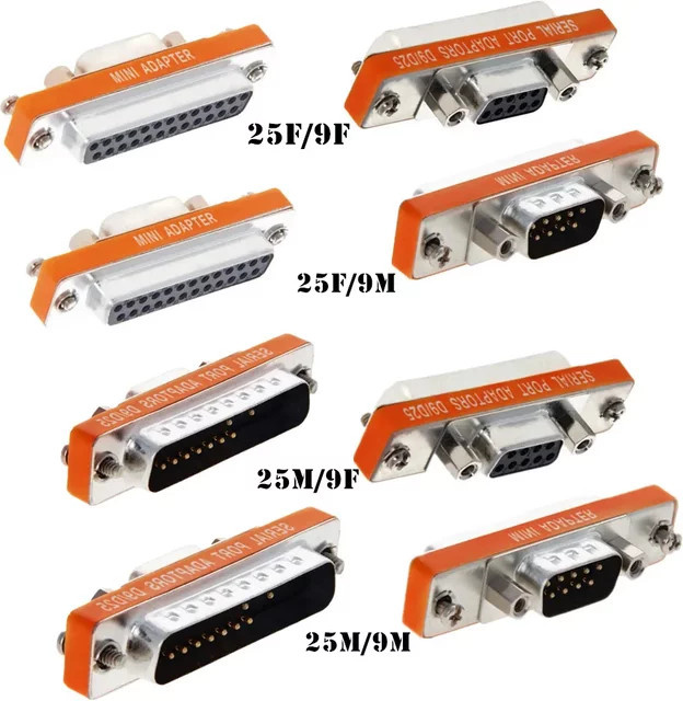 Mini DB25 auf DB9 Adapter RS-232 Geschlechtwechsler Koppler Männlich auf Weiblich in Orange - Bild 1