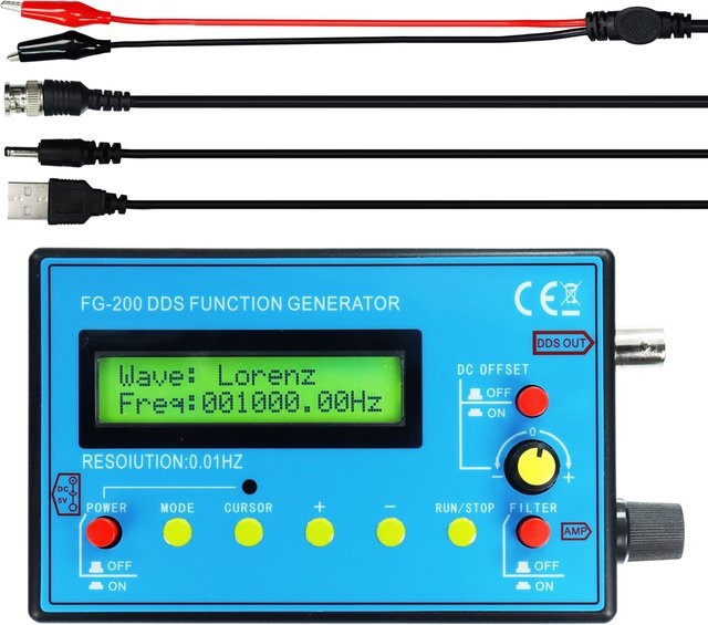 RUIBOZHI FG-100 FG-200 DDS-Funktionssignalgenerator und Frequenzzähler mit Sinus, Quadrat und Sägezahn-Wellenform in Blau, 0,01 Hz – 500 kHz - Bild 1
