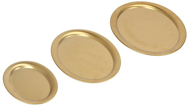 3er-Set KONNWEI Desserttabletts aus Edelstahl in Gold, spiegelpoliert für Snacks und Schmuckpräsentation - Bild 1