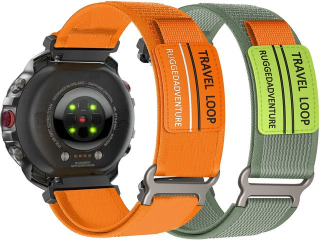 2 Stück DAINU Nylon-Klettverschlussbänder für Polar Grit X2 Pro Strap in Orange und Grün - Bild 1