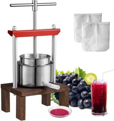 VEVOR Obstpresse aus Edelstahl für Fruchtwein, Saft und Honig, 2 Liter, Silber - Bild 1