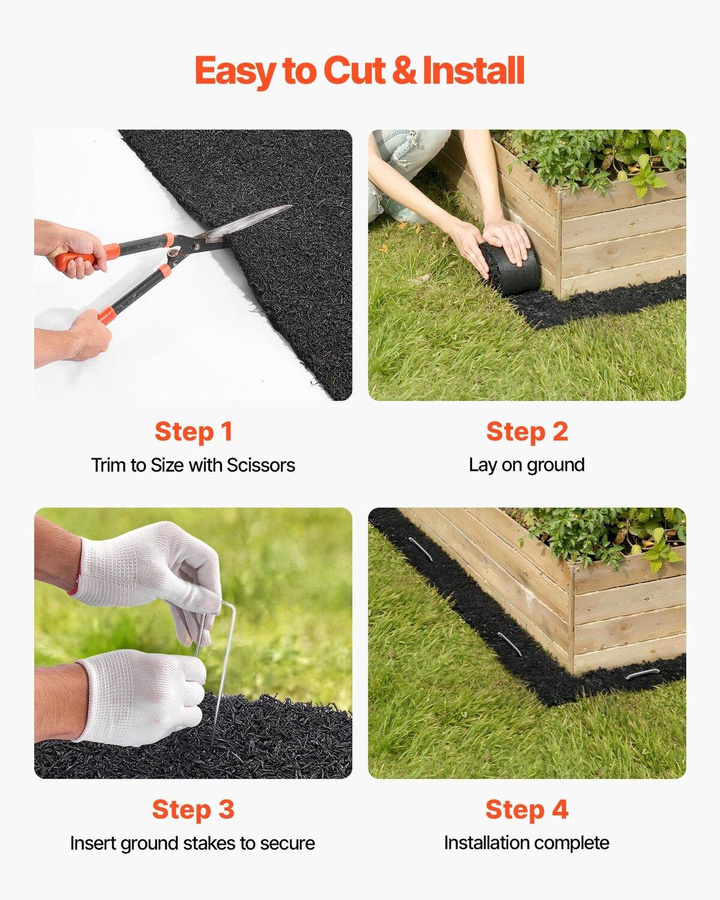 Buying Solutions MB Gummimulch-Mattenrollen Set aus 4 Rollen, Schwarz, Permanentes Mulch-Randband aus recyceltem Gummi mit Erdspießen, Breite: 11,5 cm, Länge: 305 cm - Bild 4