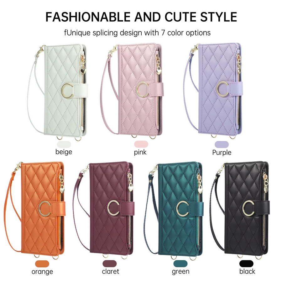 Xiaomi Crossbody Flip Leder Handyhülle mit Reißverschluss und Kartenfächern für Poco X8 Pro Max X7 F8 Pro F7 Ultra in Lila - Bild 3