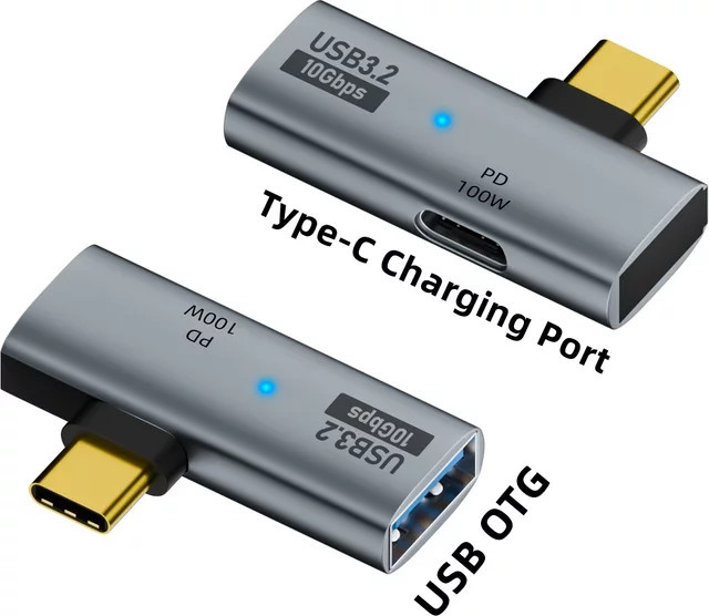 BSN USB Typ-C OTG 2-in-1-Adapter mit 100W PD-Schnellladefunktion in Grau, kompatibel mit Steam Deck, Nintendo Switch, Chromecast, Google TV, MacBook und PC - Bild 1