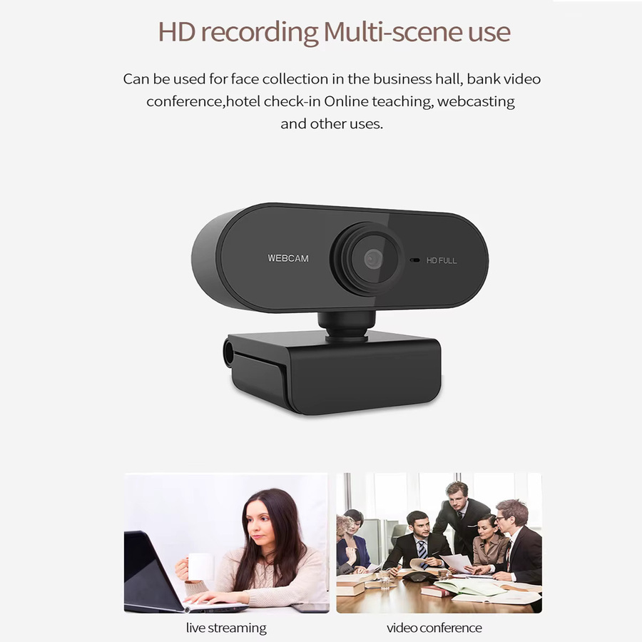 Mini-Webkamera Full HD 1080P mit Mikrofon und USB-Anschluss in Schwarz für Laptop und Desktop - Bild 3