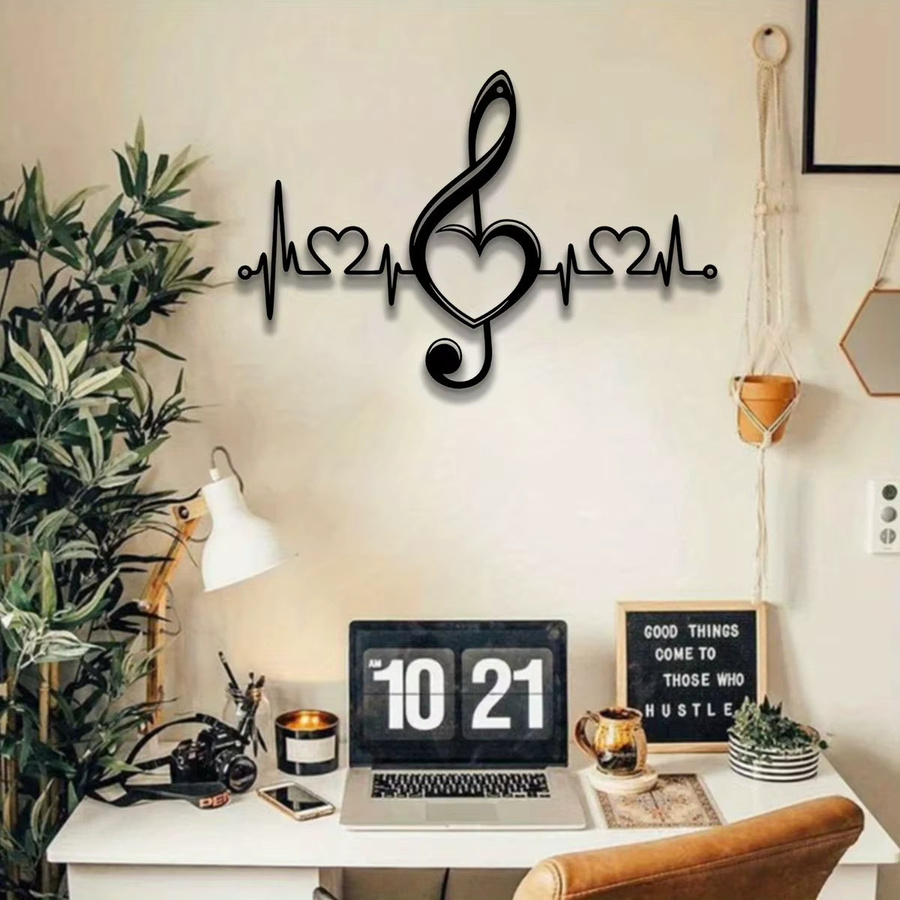 DDPNKL Glam Style Metall-Musiknoten Wandskulptur in Schwarz als dekorative Wanddekoration für Innen und Außen - Bild 6