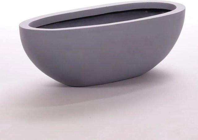 Ovaler Pflanzkübel aus Fiberglas von Elegant Einrichten in Grau, B: 65 cm, T: 31 cm, H: 25 cm - Bild 1