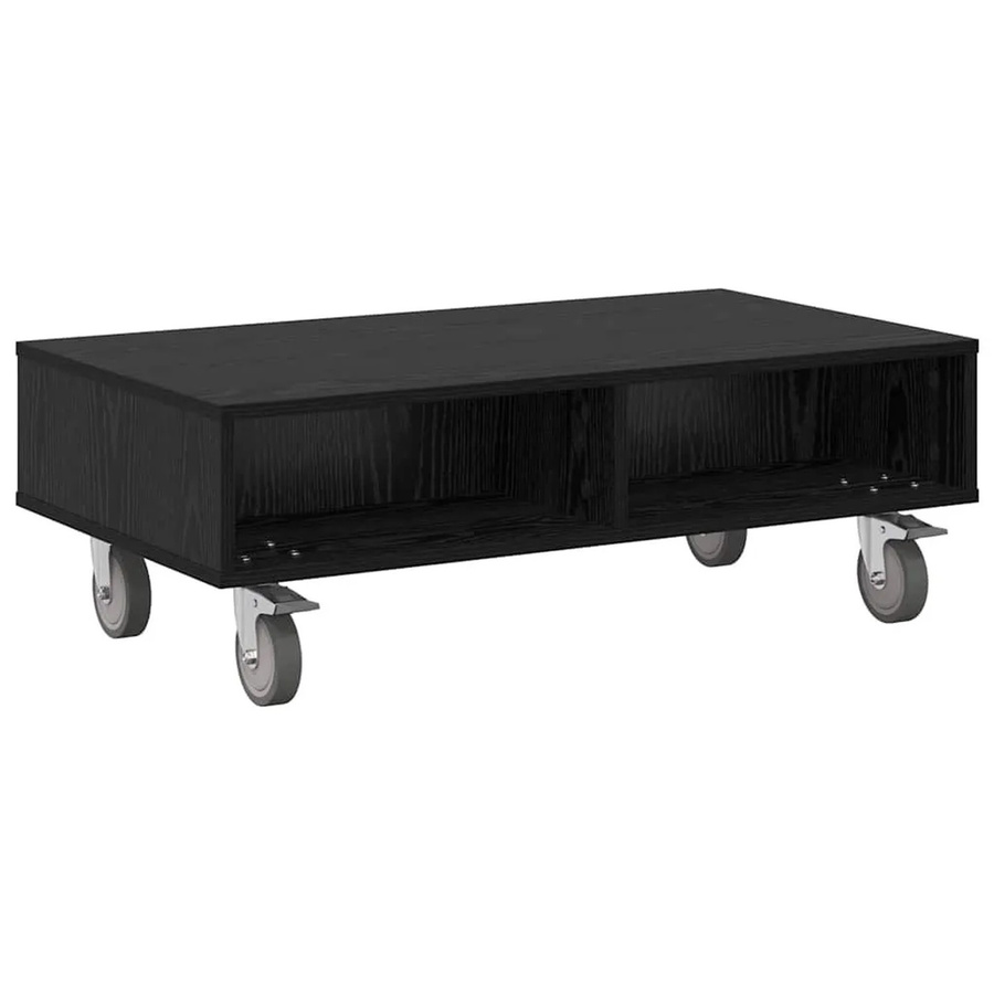 vidaXL Beistelltisch mit Rädern in Schwarz und Eichen-Optik, B/T/H: 90 x 50 x 30 cm - Bild 2