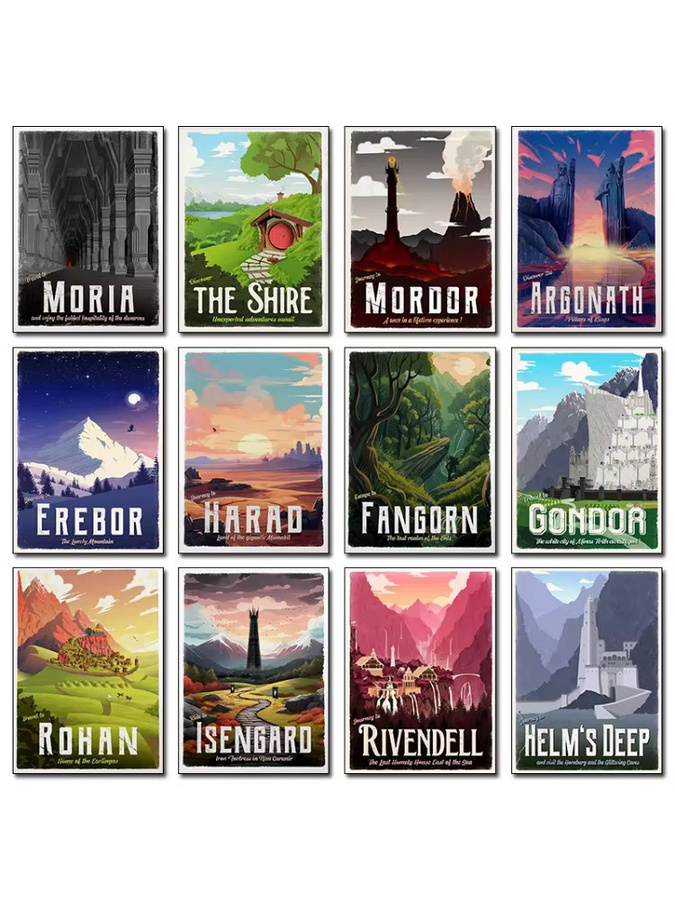 Potdemiel Herr der Ringe Reisekollektion Posterdruck Vintage Wanddekoration Mehrfarbig B: 25,0 cm, H: 25,0 cm - Bild 2