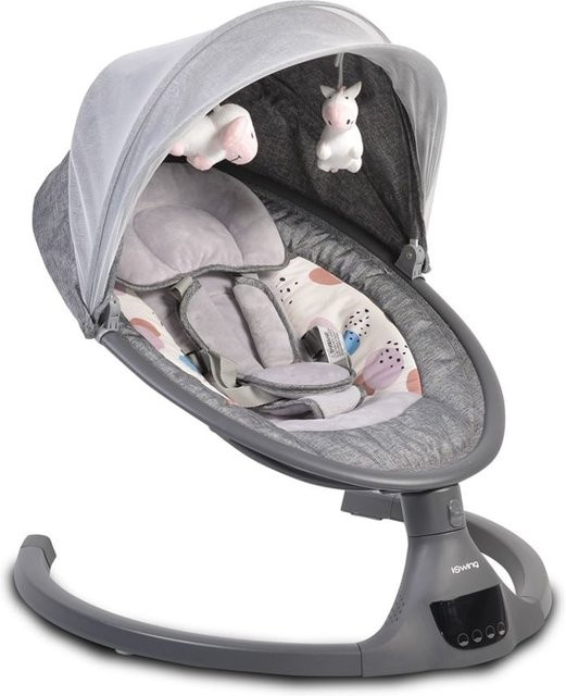 Cangaroo Babywippe iSwing mit Musikfunktion, Timer und Fernbedienung in Grau mit Aluminiumrahmen - Bild 1