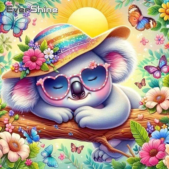 EverShine Diamant-Gemälde, Koala-Tier-Stickerei, rund, Bunt / Mehrfarbig - Bild 1