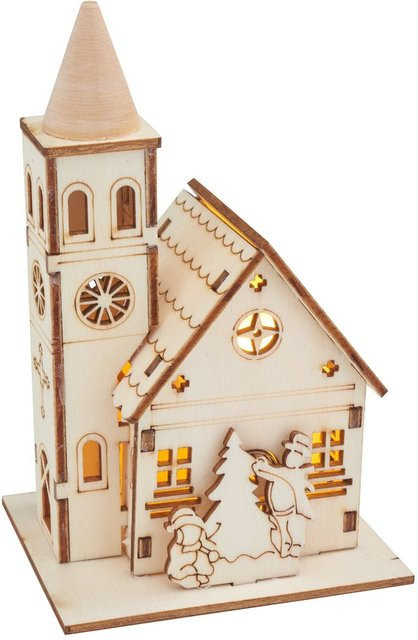 VBS Holzbausatz Kirche mit runder Turmspitze inkl. LED - Bild 1