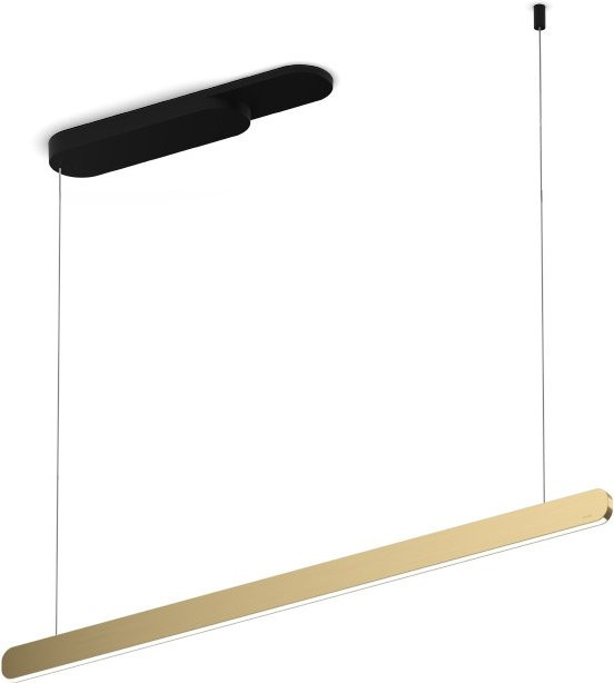 Occhio Mito linear volo 100 up LED-Pendelleuchte in Schwarz matt mit Bronze-Kopf, dimmbar mit Occhio air Modul und x-tra warm LED (2200K - 3500K) - Bild 1