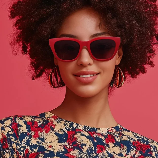 BLUEMOKY Sonnenbrille Cat-Eye, Metall, Vollrand, rot, Damen - Bild 1