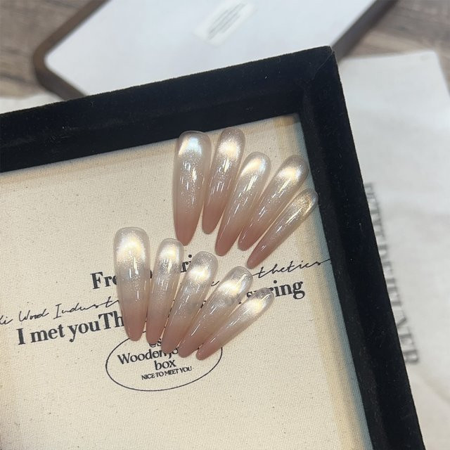 Künstliche Nägel Cat Eye Nude, 10 Stück, Glänzend, Damen - Bild 1