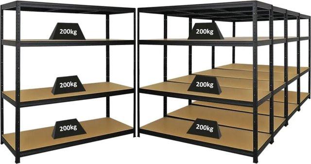 PROREGAL 5er-Set Schwerlastregal Giant Elephant, Schwarz, B/H/T: 160 x 150 x 60 cm, mit 4 verstellbaren Ebenen aus MDF und Metall - Bild 1
